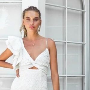 Two sisters white crochet dress